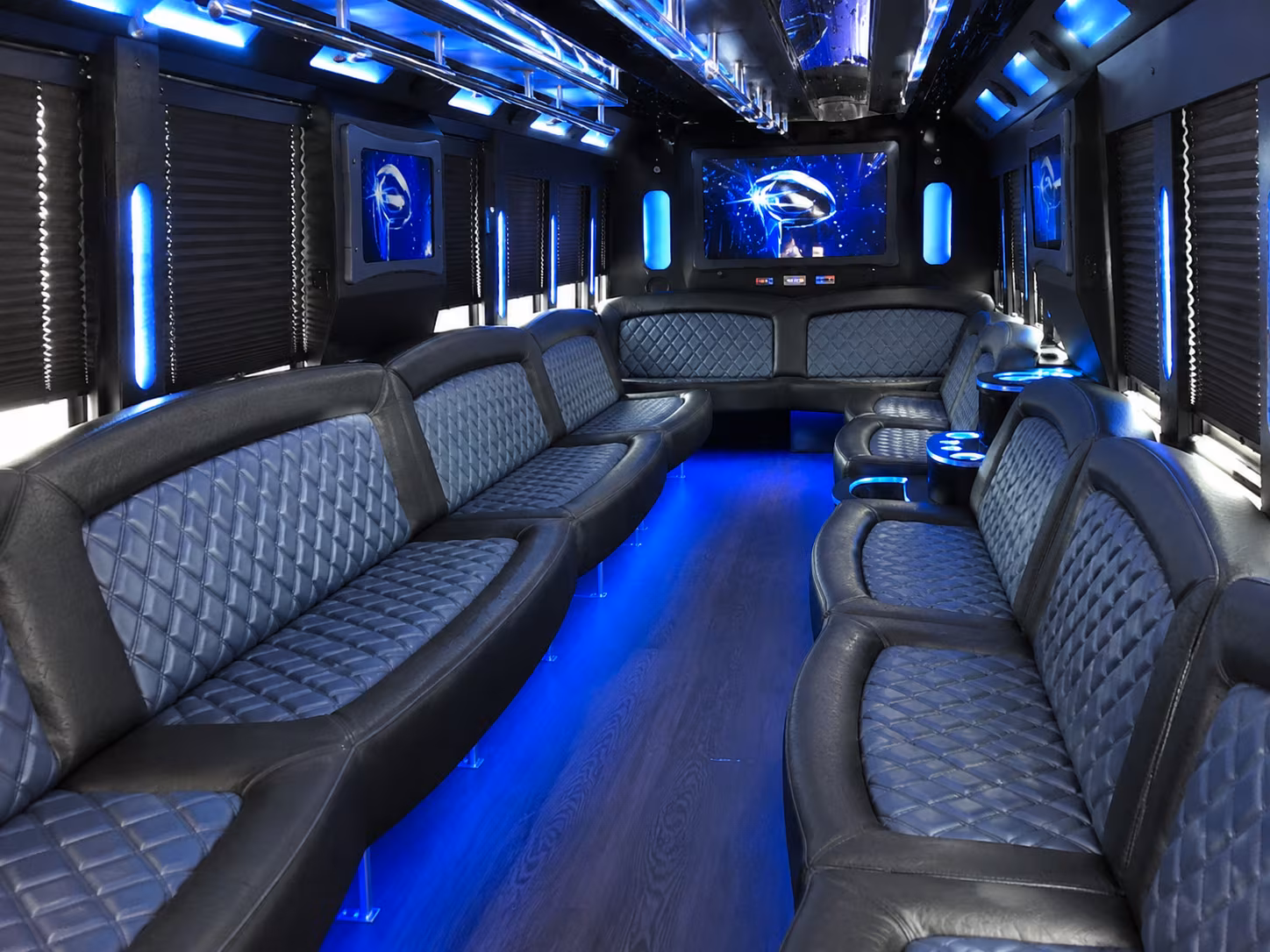 Group beside a Mercedes Sprinter limo in Rancho Cucamonga