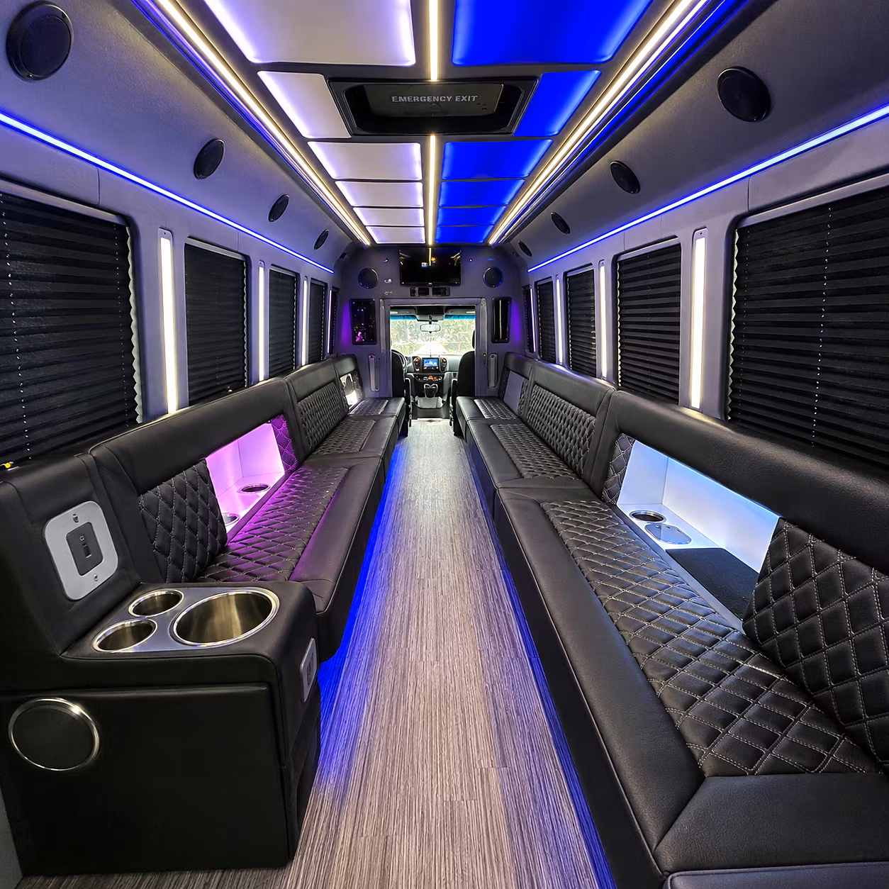 Rancho Cucamonga Bachelor & Bachelorette Transportation party bus interior