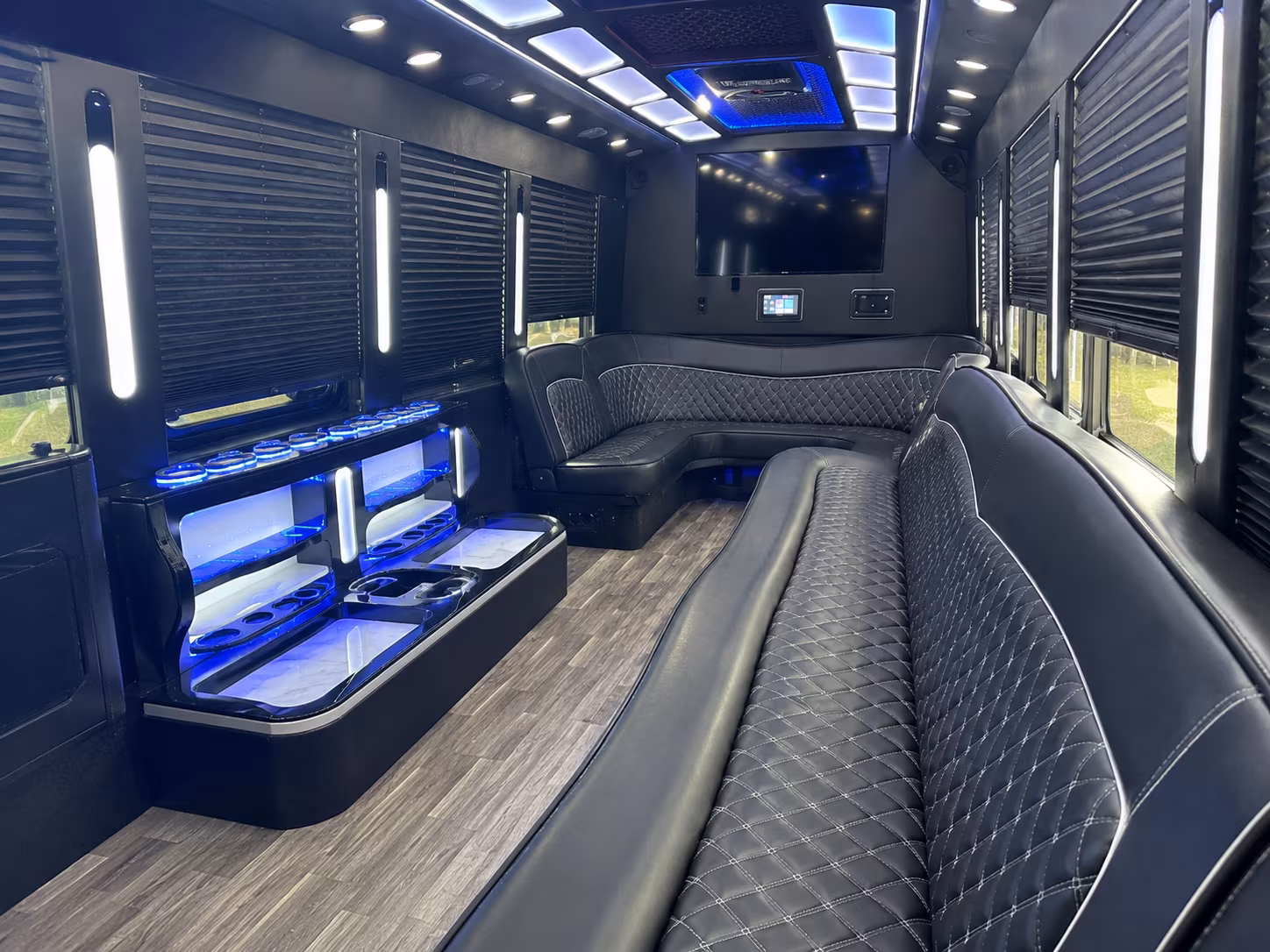 Rancho Cucamonga Wedding Transportation party bus exterior
