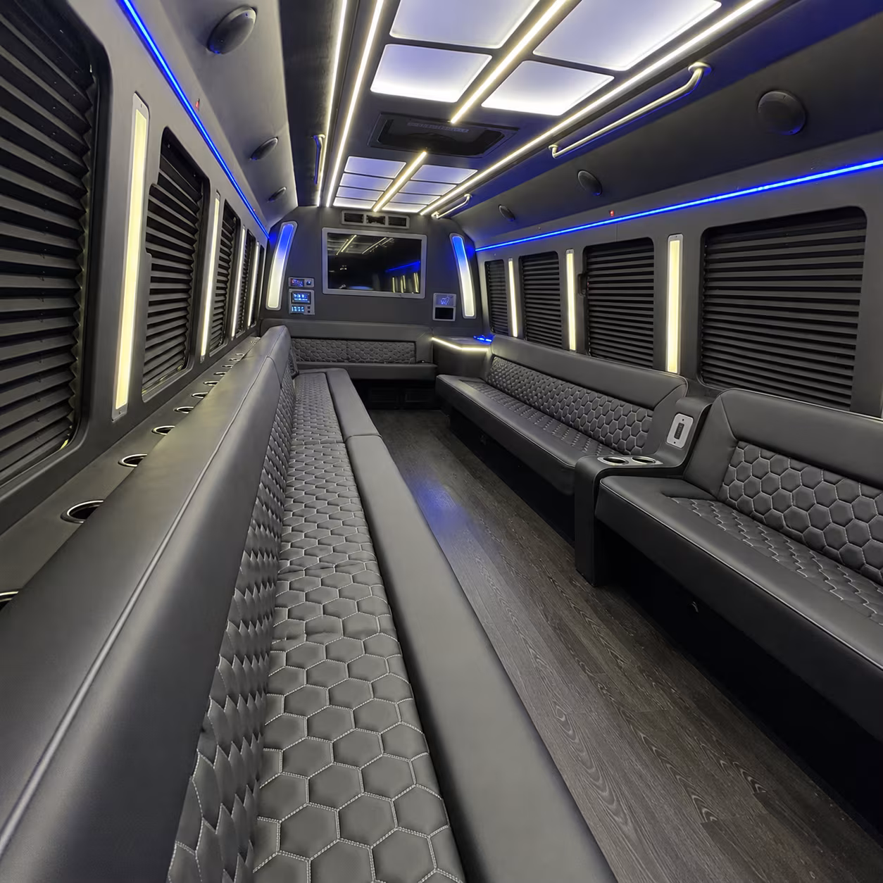 Rancho Cucamonga Wedding Transportation party bus exterior