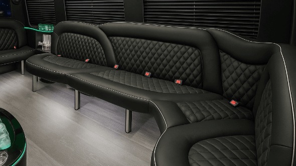 Interior of Charter Bus Company Fontana's 14 Passenger Sprinter Limousine in Fontana