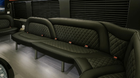 Interior of Charter Bus Company Pomona's 15 Passenger Party Bus in Pomona