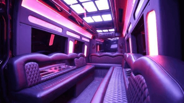 Interior of Charter Bus Company Rialto's 15 Passenger Party Bus in Rialto