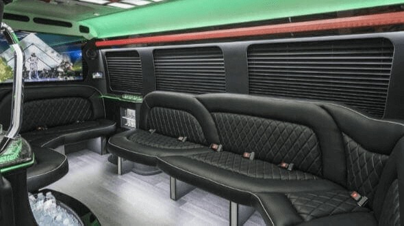 Interior of Rancho Cucamonga Party Bus Company's 18 Passenger Party Bus in Rancho Cucamonga