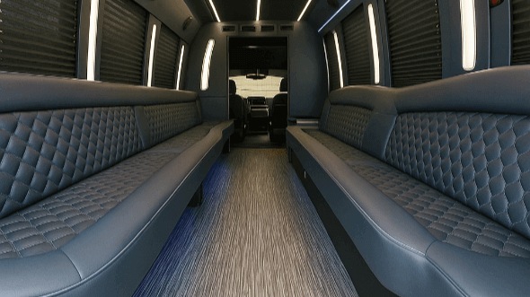Interior of Charter Bus Company Corona's 20 Passenger Party Bus in Corona