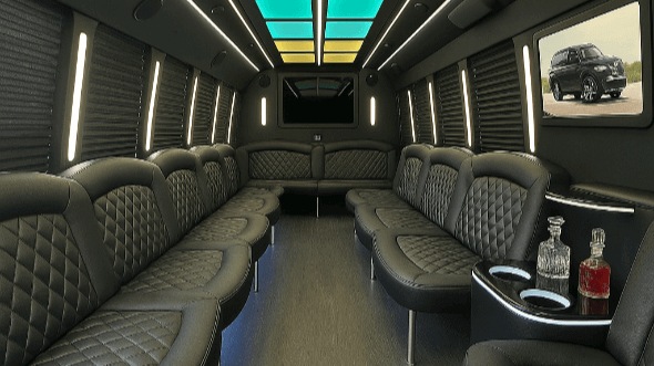 Interior of Charter Bus Company Diamond Bar's 20 Passenger Party Bus in Diamond Bar
