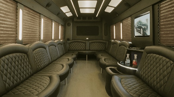 Interior of Charter Bus Company Rialto's 20 Passenger Party Bus in Rialto
