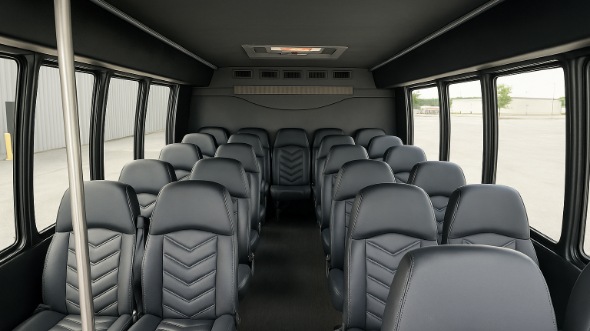 Interior of Charter Bus Company Rancho Cucamonga's 25 Passenger Mini Bus in Rancho Cucamonga