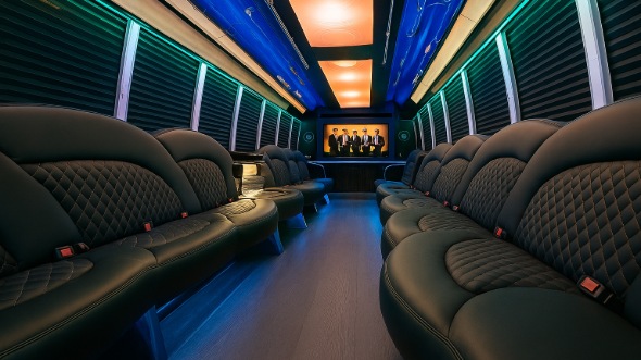 Interior of Charter Bus Company Chino's 25 Passenger Party Bus in Chino