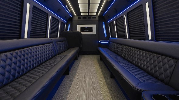Interior of Charter Bus Company Corona's 25 Passenger Party Bus in Corona