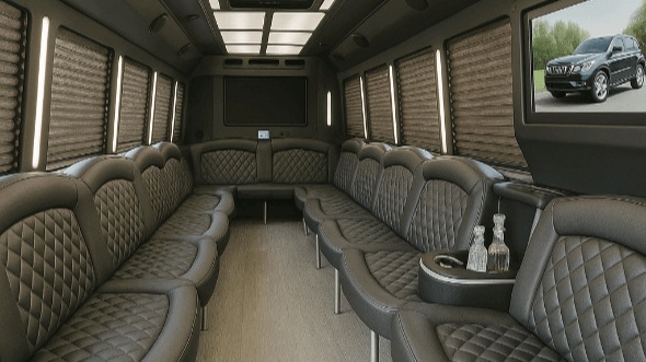 Interior of Charter Bus Company Fontana's 25 Passenger Party Bus in Fontana