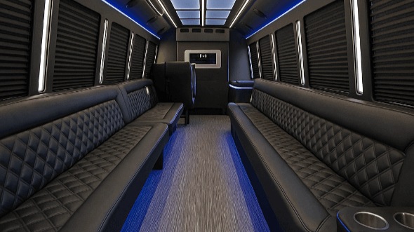 Interior of Charter Bus Company Pomona's 25 Passenger Party Bus in Pomona
