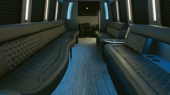 Interior of Charter Bus Company Riverside's 25 Passenger Party Bus in Riverside