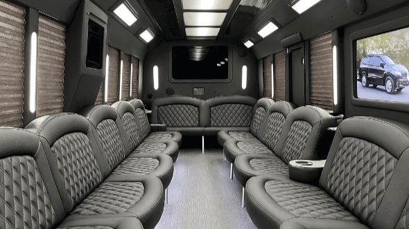 Interior of Charter Bus Company Upland's 25 Passenger Party Bus in Upland