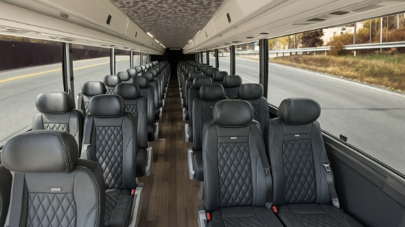 Interior of Charter Bus Company Rancho Cucamonga's 28 Passenger Minibus in Rancho Cucamonga