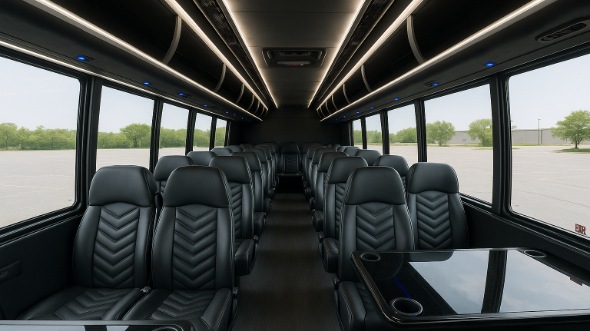 Interior of Charter Bus Company Rancho Cucamonga's 30 Passenger Minibus in Rancho Cucamonga