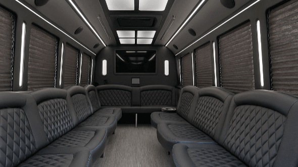Interior of Charter Bus Company Pomona's 30 Passenger Party Bus in Pomona