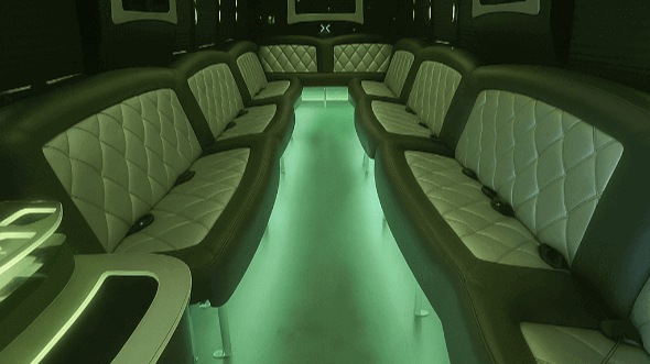 Interior of Charter Bus Company Riverside's 30 Passenger Party Bus in Riverside