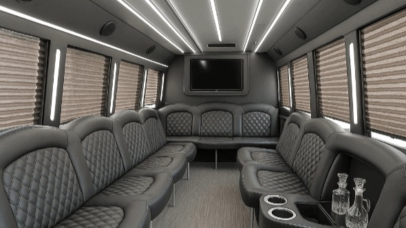Interior of Charter Bus Company Upland's 30 Passenger Party Bus in Upland