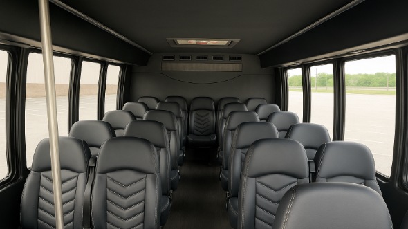 Interior of Charter Bus Company Rancho Cucamonga's 35 Passenger Mini Bus in Rancho Cucamonga