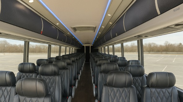 Interior of Charter Bus Company Rancho Cucamonga's 44 Passenger Charter Bus in Rancho Cucamonga
