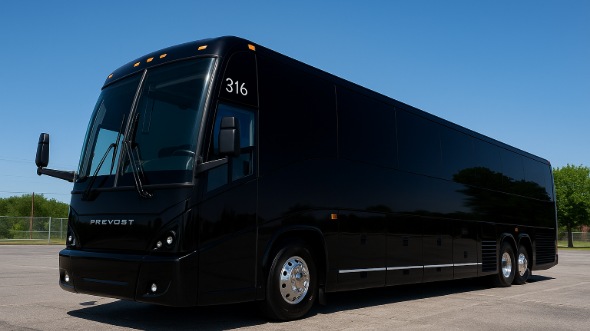 Exterior of Charter Bus Company Rancho Cucamonga's 46 Passenger Charter Bus in Rancho Cucamonga