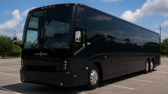 Exterior of Charter Bus Company Rancho Cucamonga's 55 Passenger Charter Bus in Rancho Cucamonga